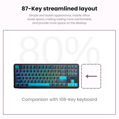 AULA F87 BLUE BLACK CYAN GRAYWOOD SWITCH MECHANICAL GAMING KEYBOARD