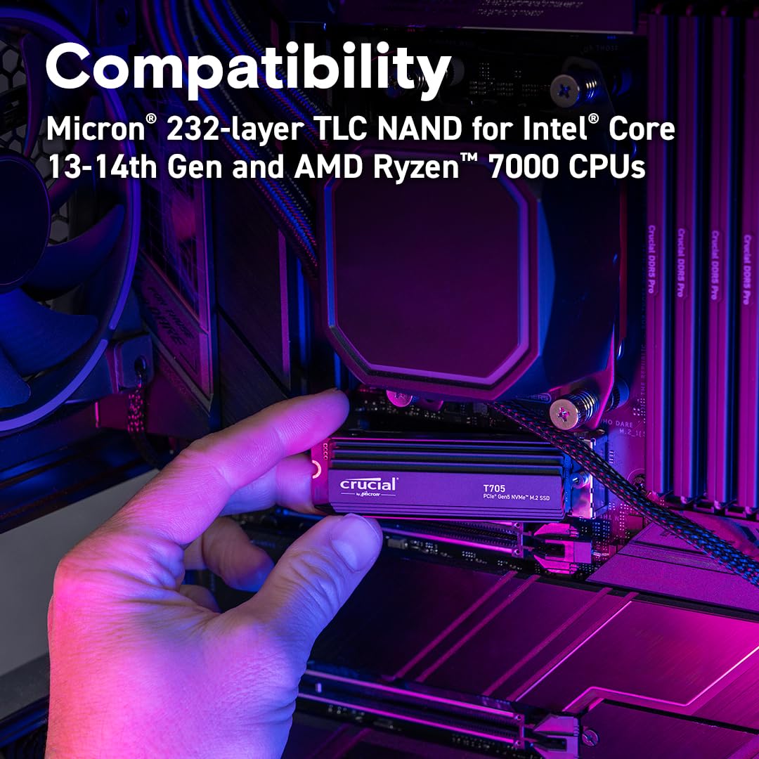 CRUCIAL T705 2TB PCIE GEN5 NVME M.2 SSD WITH HEATSINK CT2000T705SSD5