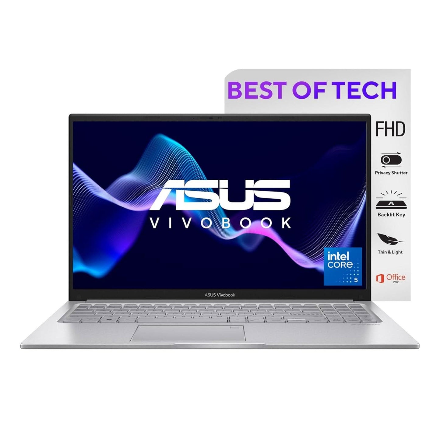 ASUS VIVOBOOK 15 (2024), INTEL CORE 5 PROCESSOR 120U, 15.6 INCH FHD 16:9 60HZ 250NITS,(16GB RAM/512GB SSD/WIN 11 HOME/OFFICE 2021/BACKLIT KEYBOARD/COOL SILVER/1.7 KG), X1504VAP-NJ541WS