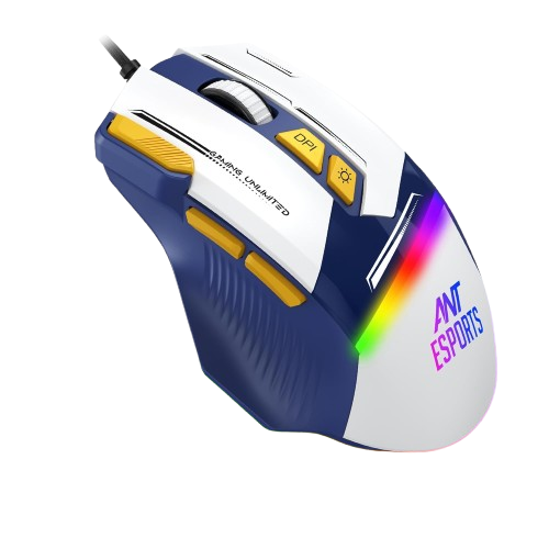 ANT ESPORTS GM333 WIRED OPTICAL ERGONOMIC DESIGN GAMING MOUSE RED/YELLOW BLACK
