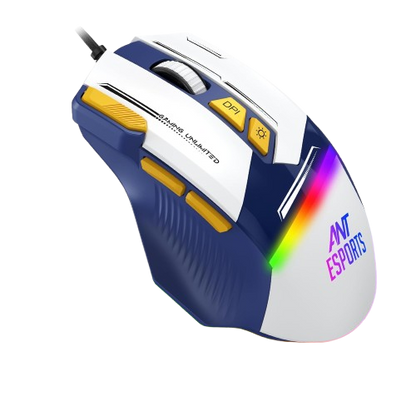 ANT ESPORTS GM333 WIRED OPTICAL ERGONOMIC DESIGN GAMING MOUSE RED/YELLOW BLACK
