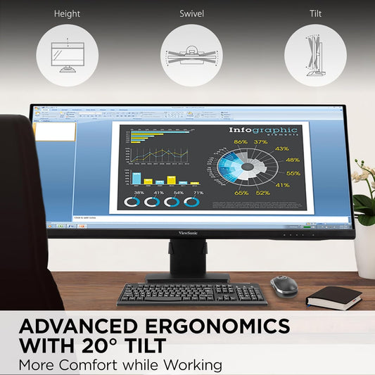 VIEWSONIC VA3456-MHDJ 86.36 CM (34") MONITOR UWQHD | 21:9 ASPECT RATIO | S-IPS | 420 NITS | SRGB 104% | ERGONOMICS | HDR 400 READY | 6W (3X3) SPEAKERS | 2-HDMI 2.0 | DP