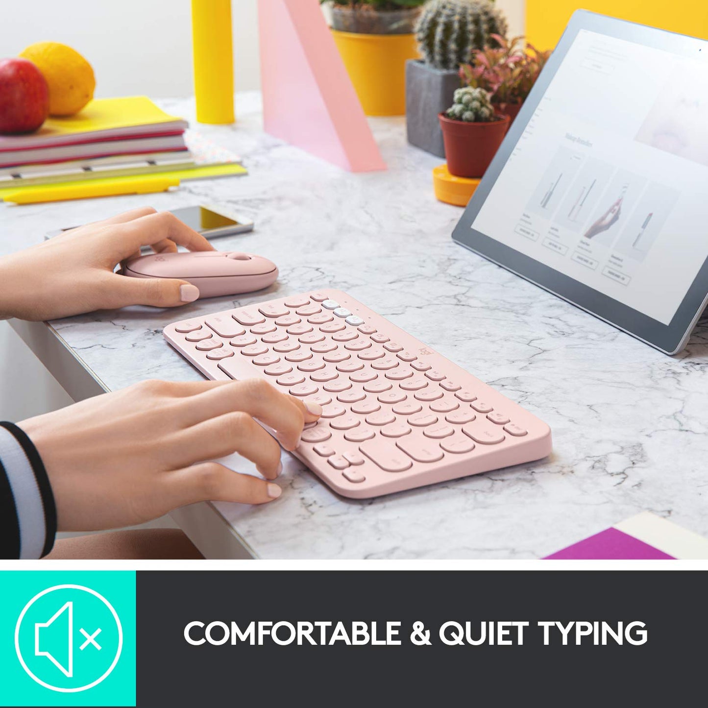 LOGITECH K380S WIRELESS MULTI-DEVICE BLUETOOTH KEYBOARD ROSE