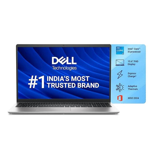 Dell DC15250, 15.6" (39.62 cm) FHD Laptop with Intel Core i5-1334U, 16GB RAM, 512GB SSD, 120Hz, 250 Nits Display, Wi-Fi 6, Windows 11 Home, MSO 11â€“Sleek, Fast & Reliable for Work, Study & Everyday Use
