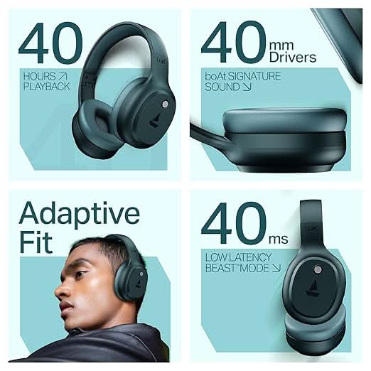 Boat Rockerz 421 Bluetooth Wireless Over Ear Headphone with Mic (Bold Blue)