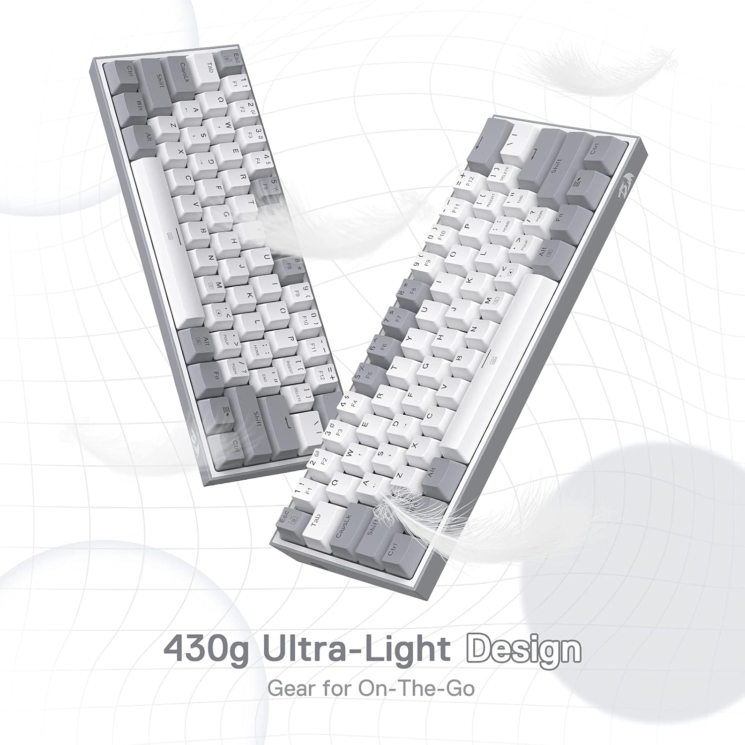 REDRAGON K617 FIZZ 60% WIRED RGB RED SWITCH GAMING KEYBOARD WHITE AND GREY