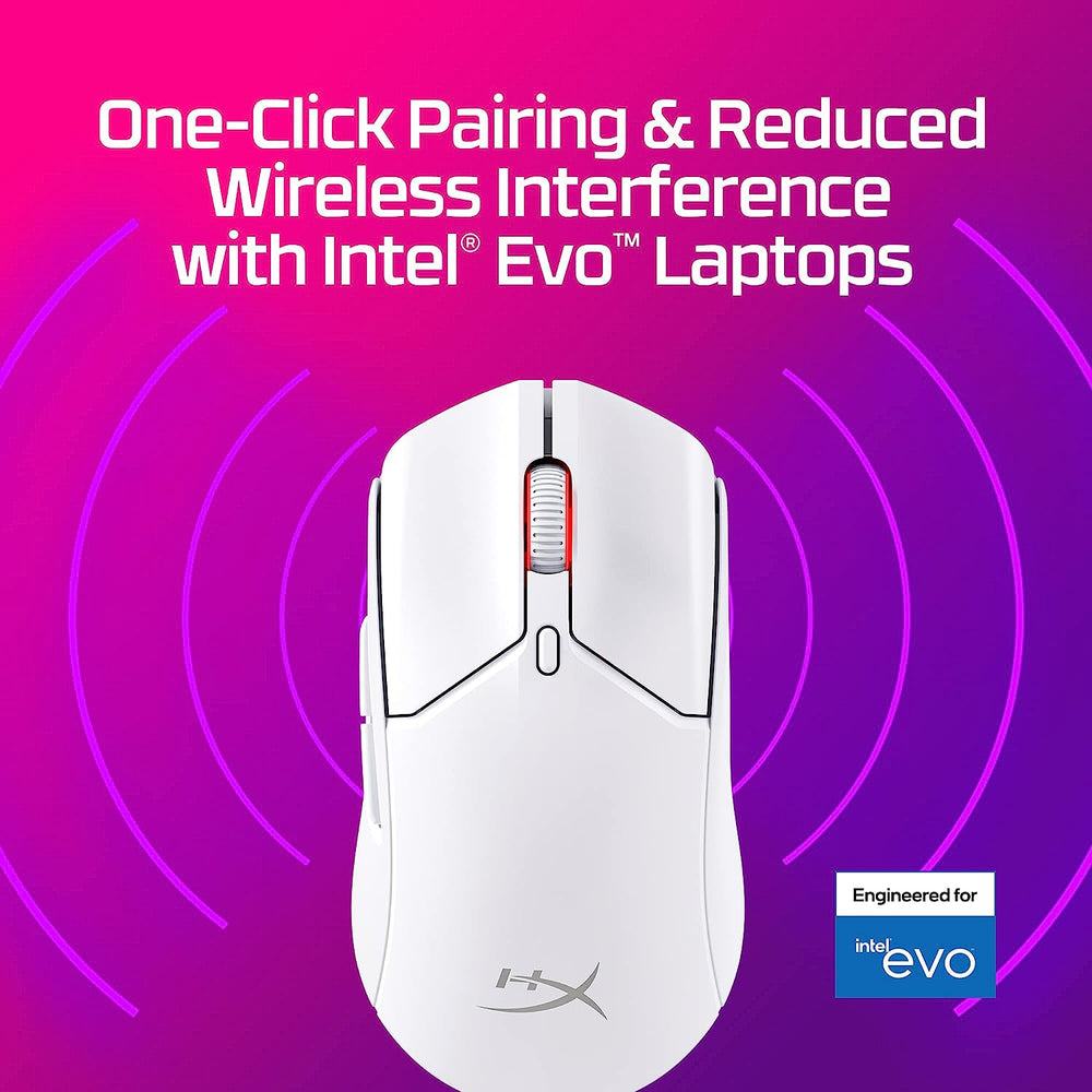 HYPERX Pulsefire Haste 2 Wireless + Bluetooth Ambidextrous Gaming Mouse ( 6N0A9AA ) ( 26000DPI / 6 Macro Buttons ) ( White )