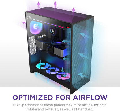 NZXT CHASSIS H SERIES H7 (2024) FLOW WITHOUT PSU BLACK COLOR - CM-H72FB-01