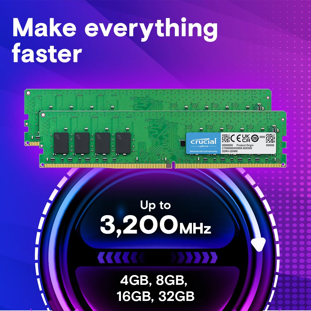 CRUCIAL 32GB DDR4-3200 UDIMM CL22 RAM CT32G4DFD832A