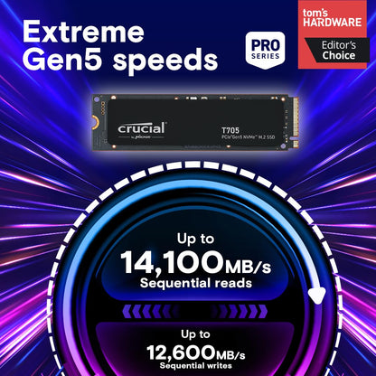CRUCIAL T705 4TB PCIE GEN5 NVME M.2 SSD CT4000T705SSD3