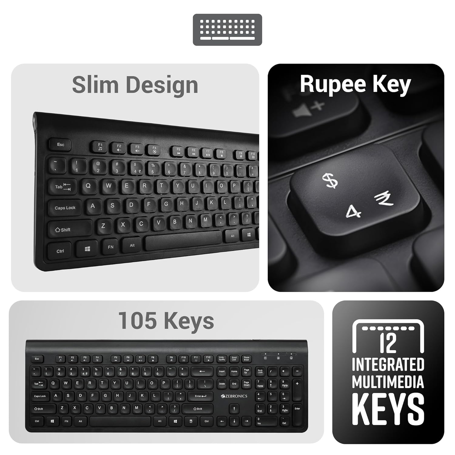 ZEBRONICS COMPANION 130 2.4GHZ WIRELESS KEYBOARD & MOUSE COMBO