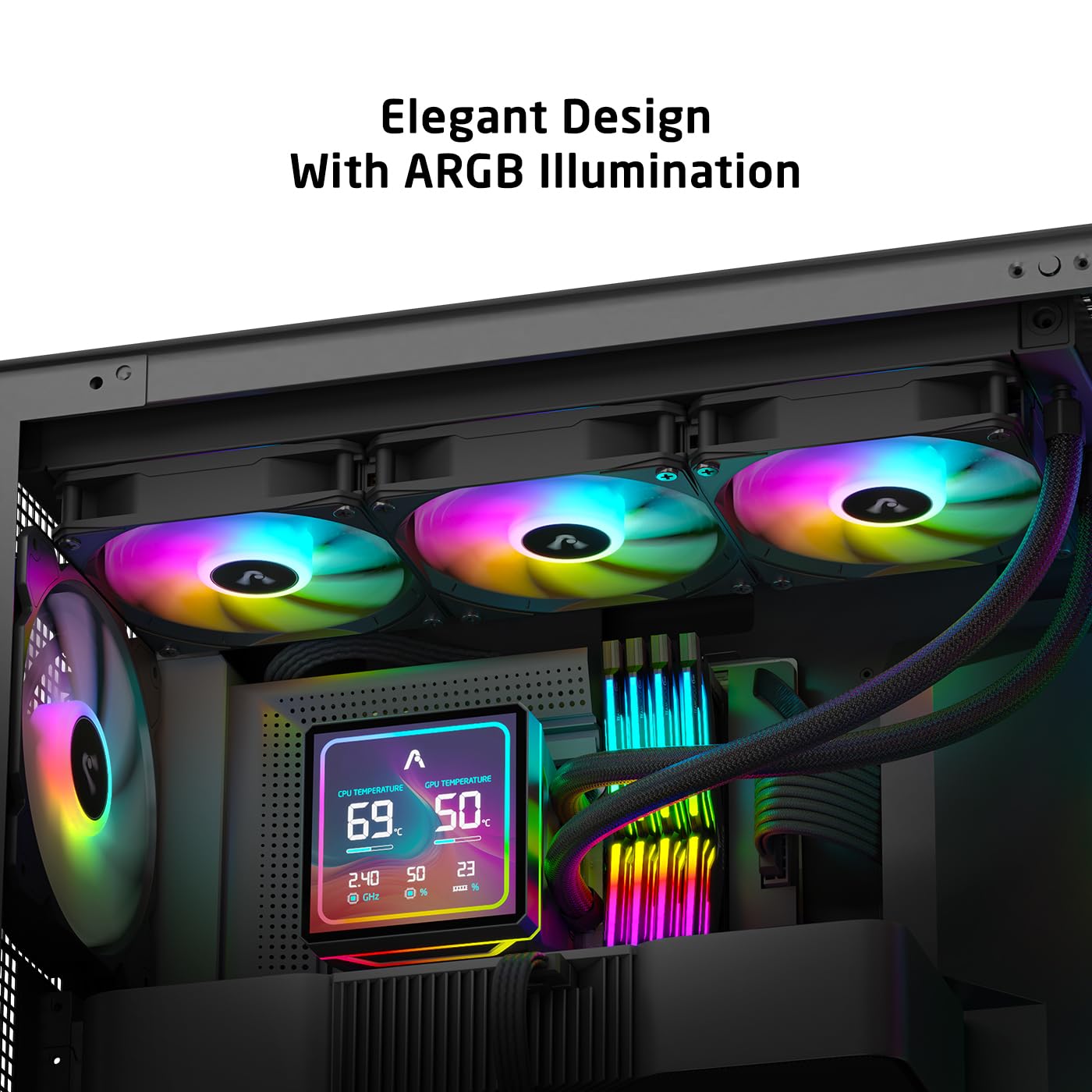 PROLAB AI360 LCD AIO LIQUID COOLER ARGB BLACK