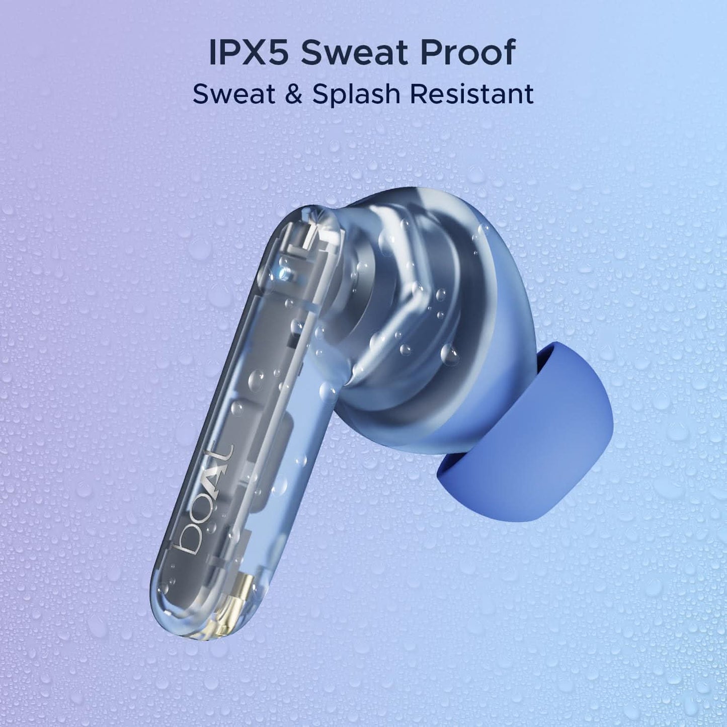 Boat Airdopes 191 ANC v5.3 Bluetooth TWS Ear Buds Wireless Earphones with mic (Pellucid Blue)