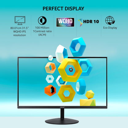 ACER SA322QU 31.5 INCH WQHD 2560X1440 RESOLUTION IPS ULTRA SLIM (7.2MM) BACKLIT LED LCD MONITOR