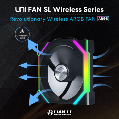 LIAN LI UNI FAN SL-WIRELESS 120-TRIPLE PACK (REVERSE BLADE) PERFORMANCE ARGB FAN G99.12RSL1W3B.IN