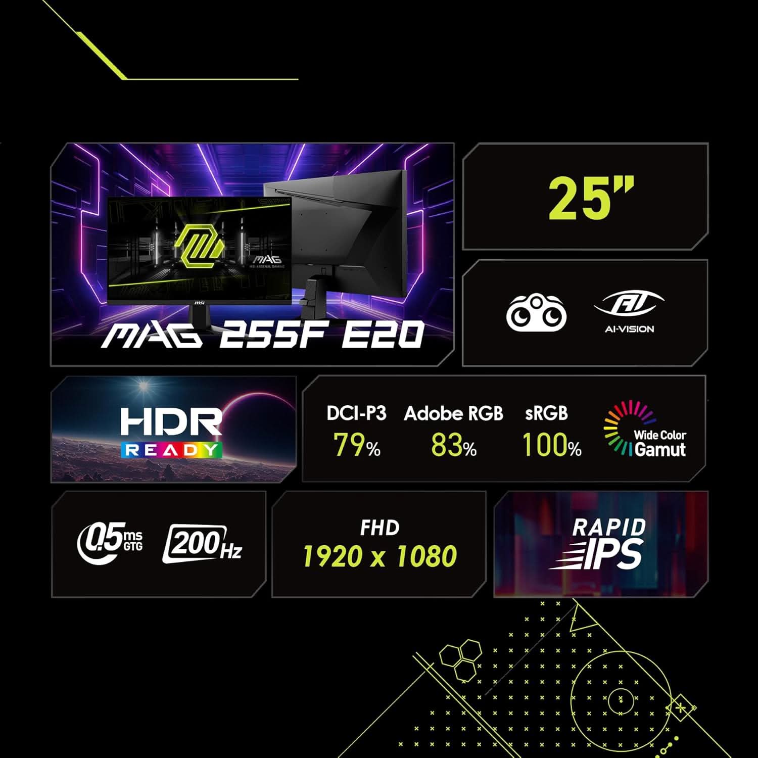 MSI MAG 255F E20 25-INCH 1920 X 1080 (FHD) GAMING MONITOR