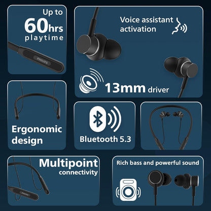 PHILIPS NECKBAND WIRELESS IN EAR-NECKBAND TAN1150BK/94