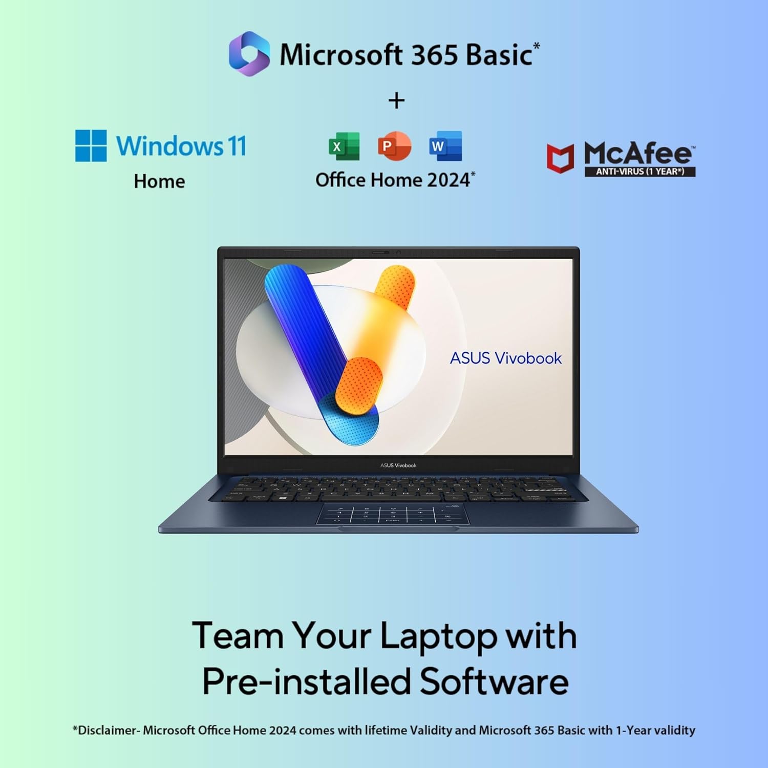 ASUS VIVOBOOK 14, 14" FHD (1920 X 1080), INTEL CORE I5-1334U PROCESSOR,(16GB RAM/512GB SSD/INTEL IRIS X? IGPU/WINDOWS 11/M365 BASIC (1YEAR)*/OFFICE HOME 2024/BLUE/1.40 KG),X1404VA-NK790WS