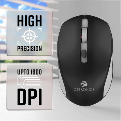 ZEBRONICS Zeb-Jaguar Wireless Mouse (Black+Grey)