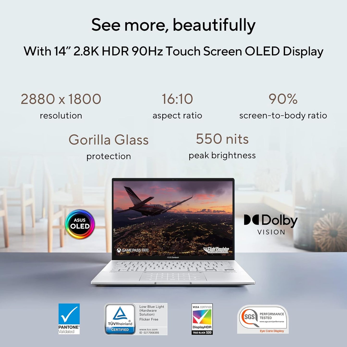 ASUS ZENBOOK 14 OLED (2023), INTEL CORE I7-1360P 13TH GEN, 14" (35.56 CM) 2.8K 90HZ OLED, THIN & LIGHT LAPTOP (16GB/512GB SSD/IRIS XE/WIN 11/OFFICE 2021/75W BATTERY/SILVER/1.39 KG), UX3402VA-KN742WS