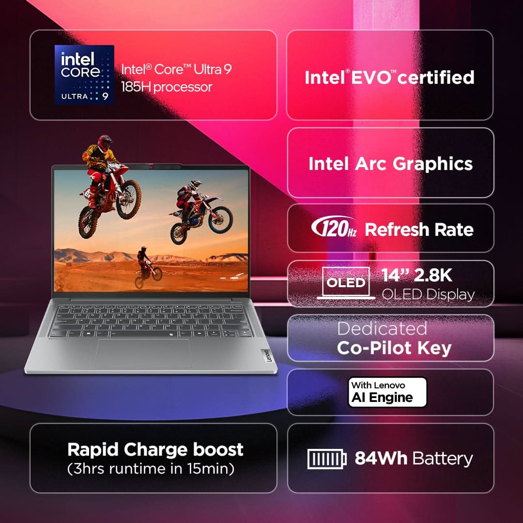 LENOVO IDEAPAD PRO 5 83D2001GIN [ULTRA9-185H 14TH GEN/32GB/1TB SSD/WIN11 HOME+MSO/14.0 INCH/INTEGRATED GRAPHICS /1 YEAR(S)/GREY]