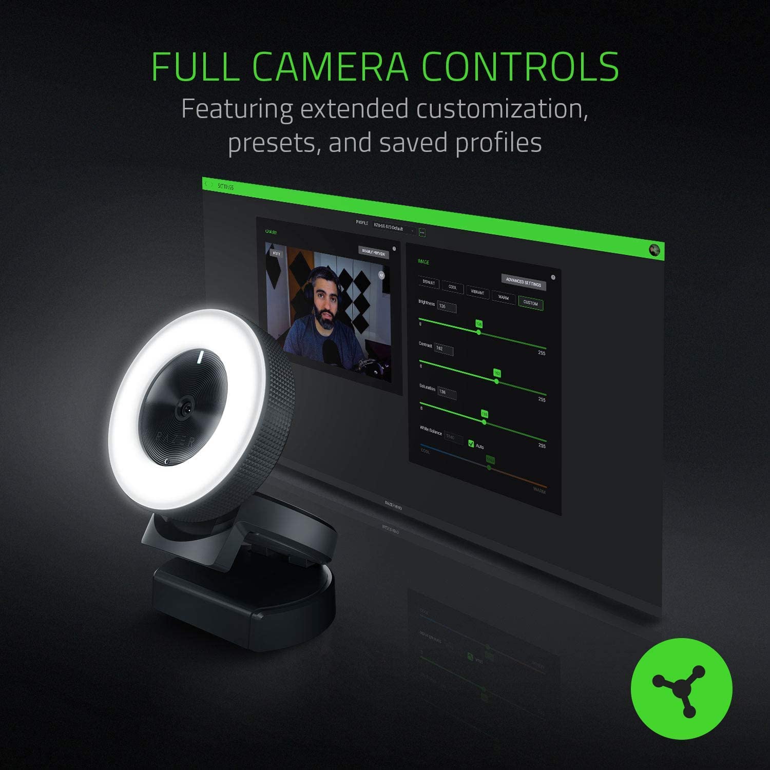 RAZER KIYO - DESKTOP CAMERA FOR STREAMING WITH ILLUMINATION RZ19-02320100-R3M1