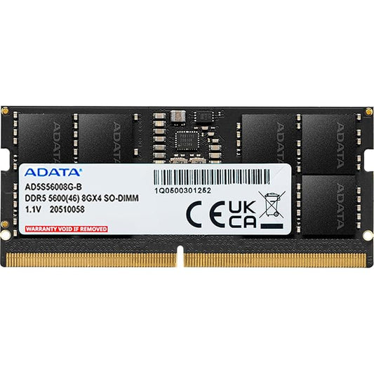 ADATA 8GB DDR5 5600MHZ SO-DIMM LAPTOP MEMORY AD5S56008G-S
