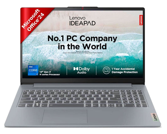 LENOVO IDEAPAD SLIM 3 13TH GEN INTEL CORE I7-13620H 15.6" (39.62CM) FHDIPS300 NITS THIN&LIGHT LAPTOP (16GB/512GB SSD/INTEL UHDGRAPHICS/WIN11/OFFICE HOME 2024/1YRADP FREE/ARCTIC-GREY/1.6KG), 83EM00GTIN