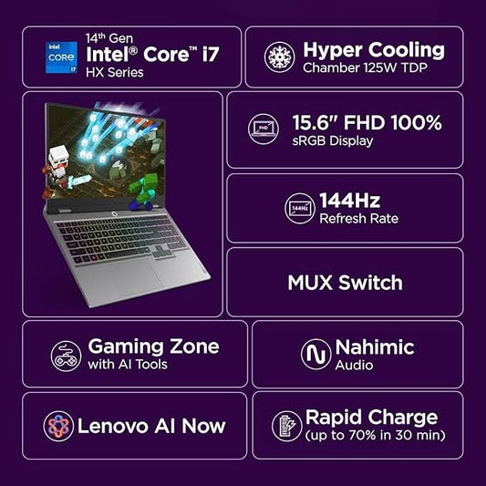 Lenovo LOQ 2025 Intel Core i7-14700HX| NVIDIA RTX 5060 8GB (32GB RAM/1TB SSD/144Hz Refresh Rate/572 AI TOPS/15.6" (39.6cm)/Windows 11/Office 2024/3 Mon. Game Pass/Grey/2.4Kg), 83JE00U3IN