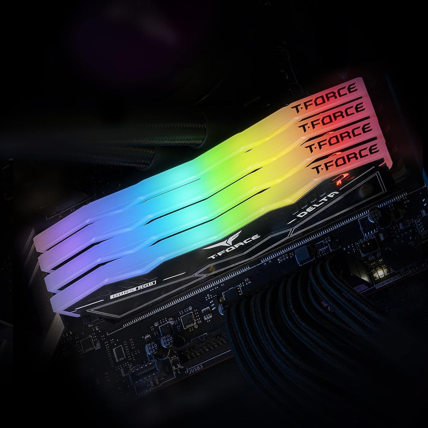 TEAMGROUP T-FORCE DELTA RGB 64GB (32GBX2) DDR5 5200MHZ DESKTOP RAM (BLACK)