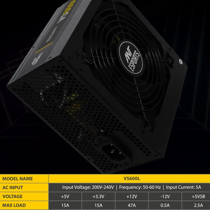 ANT ESPORTS 600W VS600L NON MODULAR SMPS