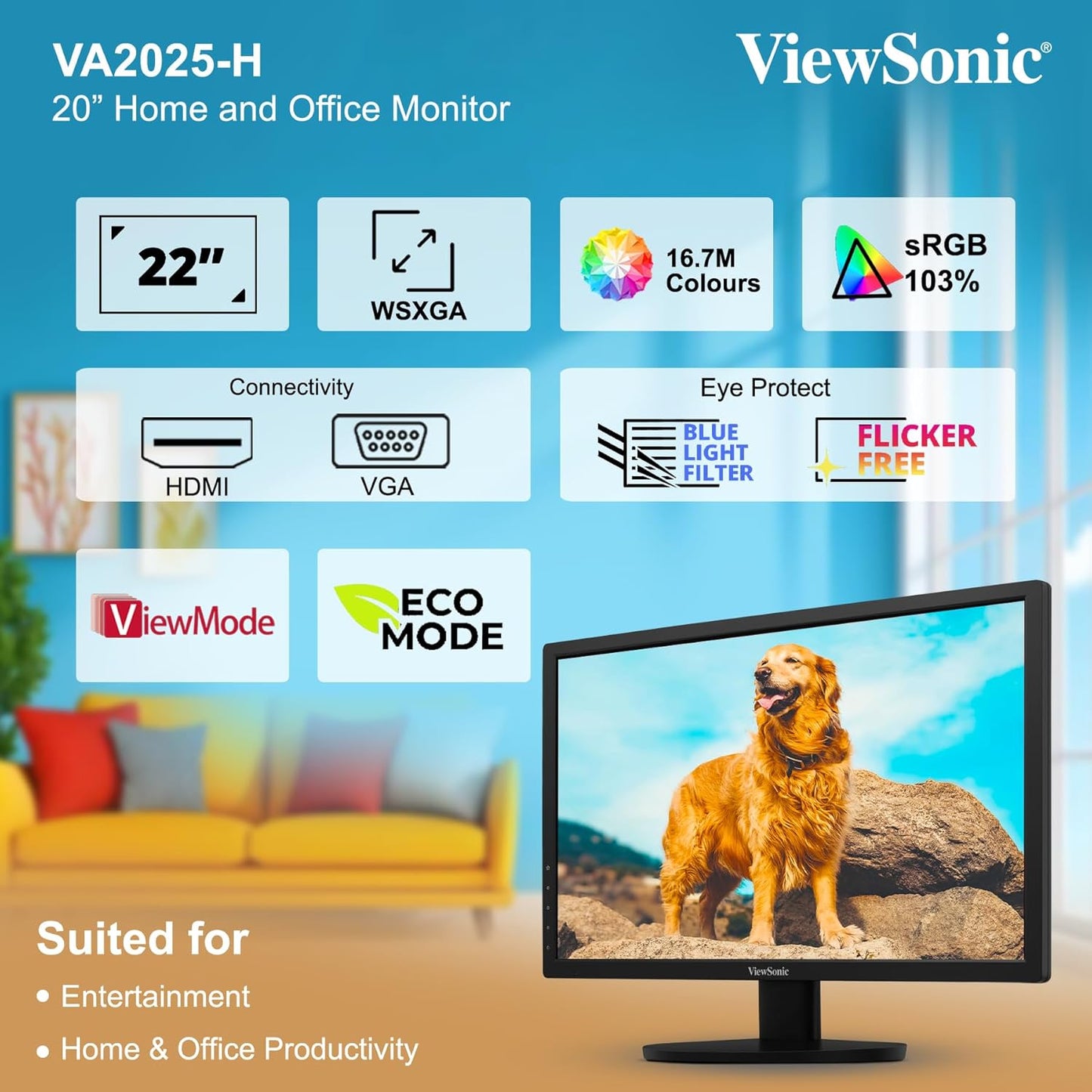 VIEWSONIC 20 INCH 60HZ VA2025-H MONITOR