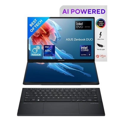 ASUS ZENBOOK DUO OLED (2024), 14" (35.56CM) FHD OLED TOUCH DISPLAY, INTEL CORE ULTRA 9 185H, BUILT-IN AI, DUAL SCREEN LAPTOP (32GB/1TB SSD/INTEL ARC GRAPHICS/WIN11/GRAY/1.65 KG), UX8406MA-QL961WS