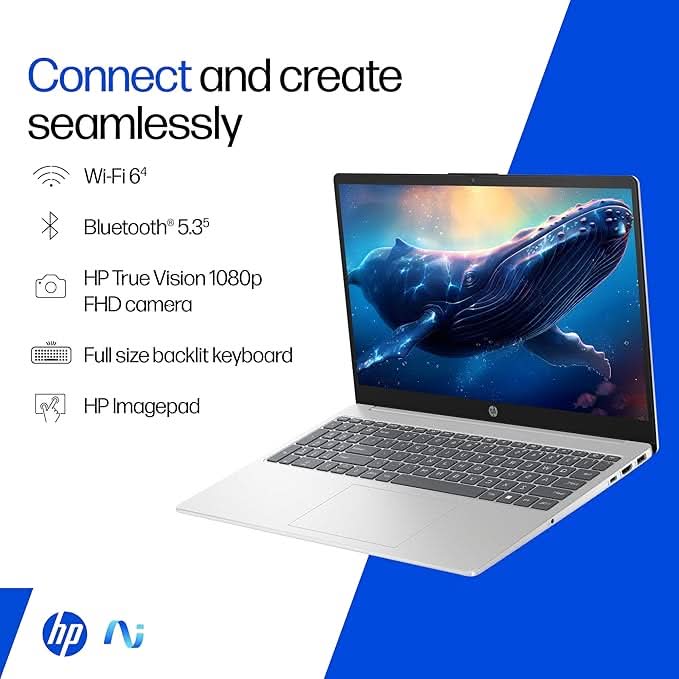 HP 15, Intel Core Ultra 5 125H (16GB DDR5, 1TB SSD) FHD, IPS, 15.6''/39.6cm, Win11, M365 Basic(1yr)*Office24, Silver, 1.65kg, fd1354TU, Intel Arc Graphics, FHD Camera w/Shutter, AI Powered Laptop