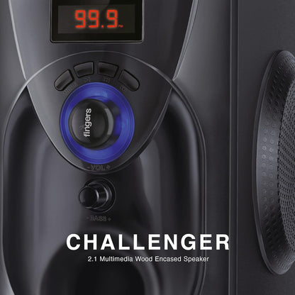 FINGERS CHALLENGER WOOD ENCASED MULTIMEDIA 2.1 SPEAKER (18 W STEREO POWERFUL BASS | BLUETOOTH