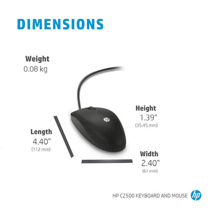 HP C2500 MULTIMEDIA SLIM USB WIRED KEYBOARD AND OPTICAL MOUSE COMBO (J8F15AA)