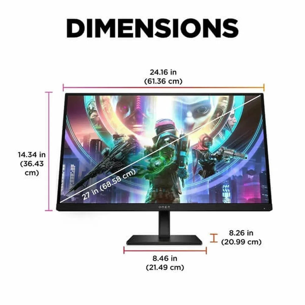 HP Qmen 27QS 27 Inch QHD 240Hz IPS Panel 99% SRGB 1MS AMD Freesync IPS Gaming Monitor