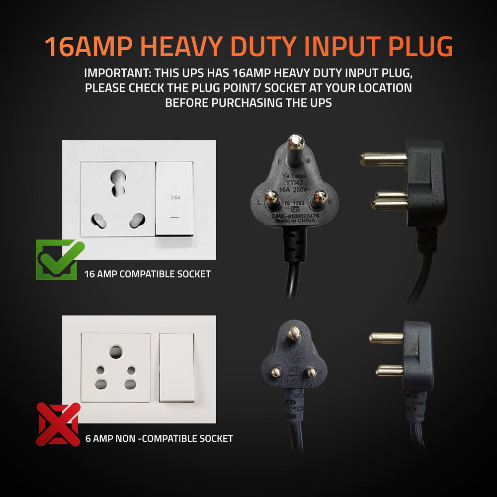 Artis 2000VA Line Interactive UPS for Personal/Gaming Computers, Desktop PCs, Laptops, Routers, Networking Devices and Gaming Consoles with 16A INPUT PLUG.