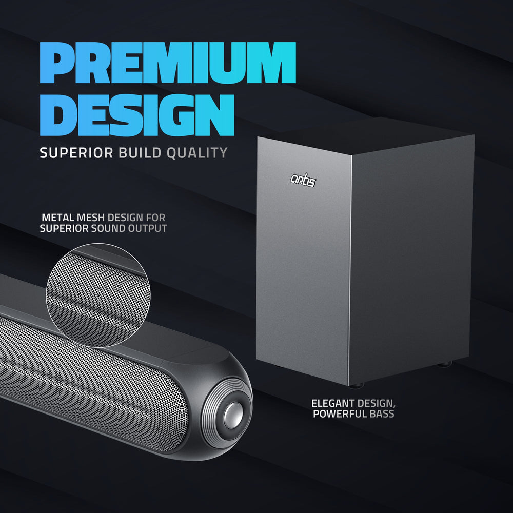 SoundHub 300 2.1 CH 160 Watts Wireless Bluetooth Soundbar with Wired Subwoofer & Multiple Input Modes: Bluetooth/HDMI (ARC) / AUX in/OPTICAL