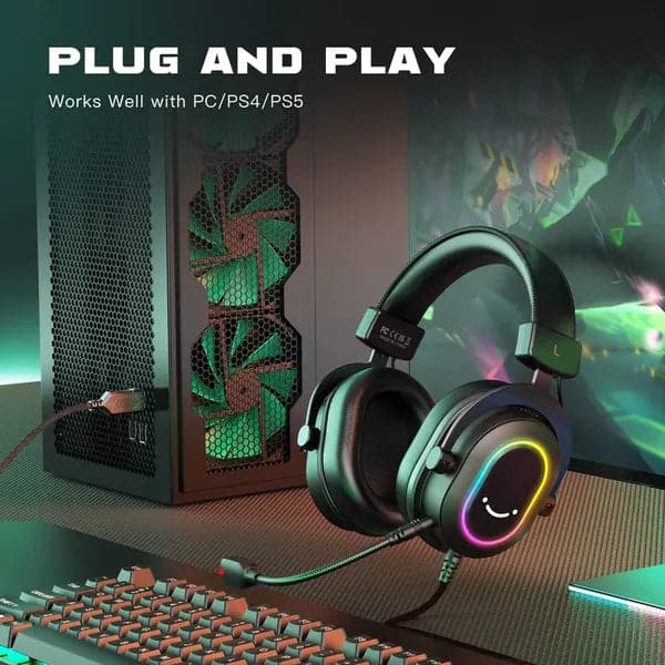 FIFINE H6 Wired 7.1 Surround Gaming Surround Gaming Headphone With Mic ( Black ) ( PC/PS4/PS5 )