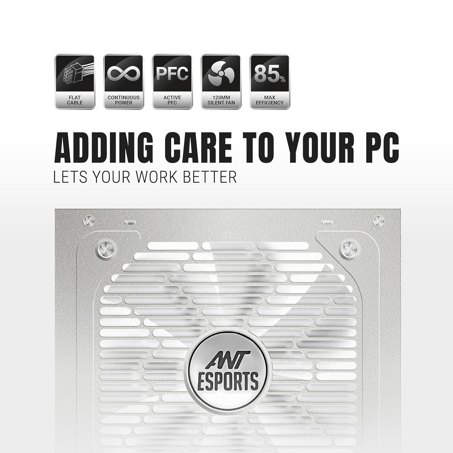 ANT ESPORTS RX650 650 WATT 80 PLUS BRONZE CERTIFIED POWER SUPPLY - WHITE