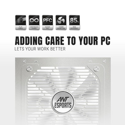 ANT ESPORTS RX650 650 WATT 80 PLUS BRONZE CERTIFIED POWER SUPPLY - WHITE