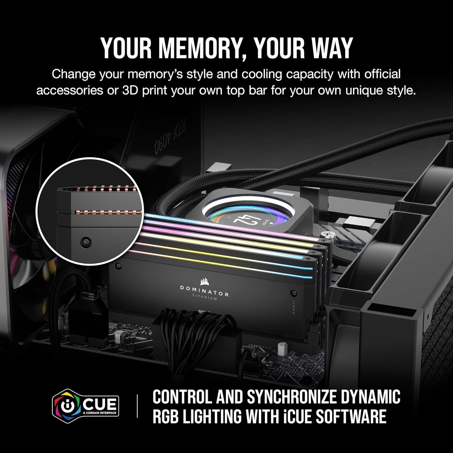 CORSAIR DOMINATOR TITANIUM RGB 96GB (2X48GB) 6600MHz DDR5 CL32 INTEL XMP CMP96GX5M2B6600C32 BLACK