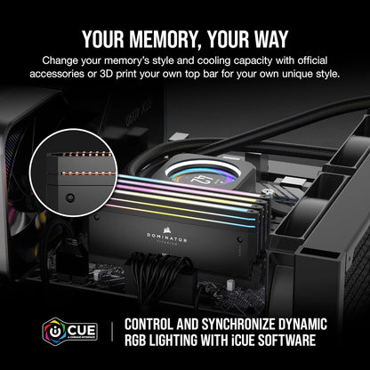 CORSAIR DOMINATOR TITANIUM RGB 96GB (2X48GB) 6600MHz DDR5 CL32 INTEL XMP CMP96GX5M2B6600C32 BLACK