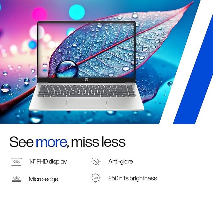 HP 14, Intel Core Ultra 7 155H (16GB DDR5, 512GB SSD), Micro-Edge, Anti-Glare, FHD, 14''/35.6cm, Win11, M365 Office24, Silver, 1.4kg, ep1151TU, FHD Camera, Backlit Laptop