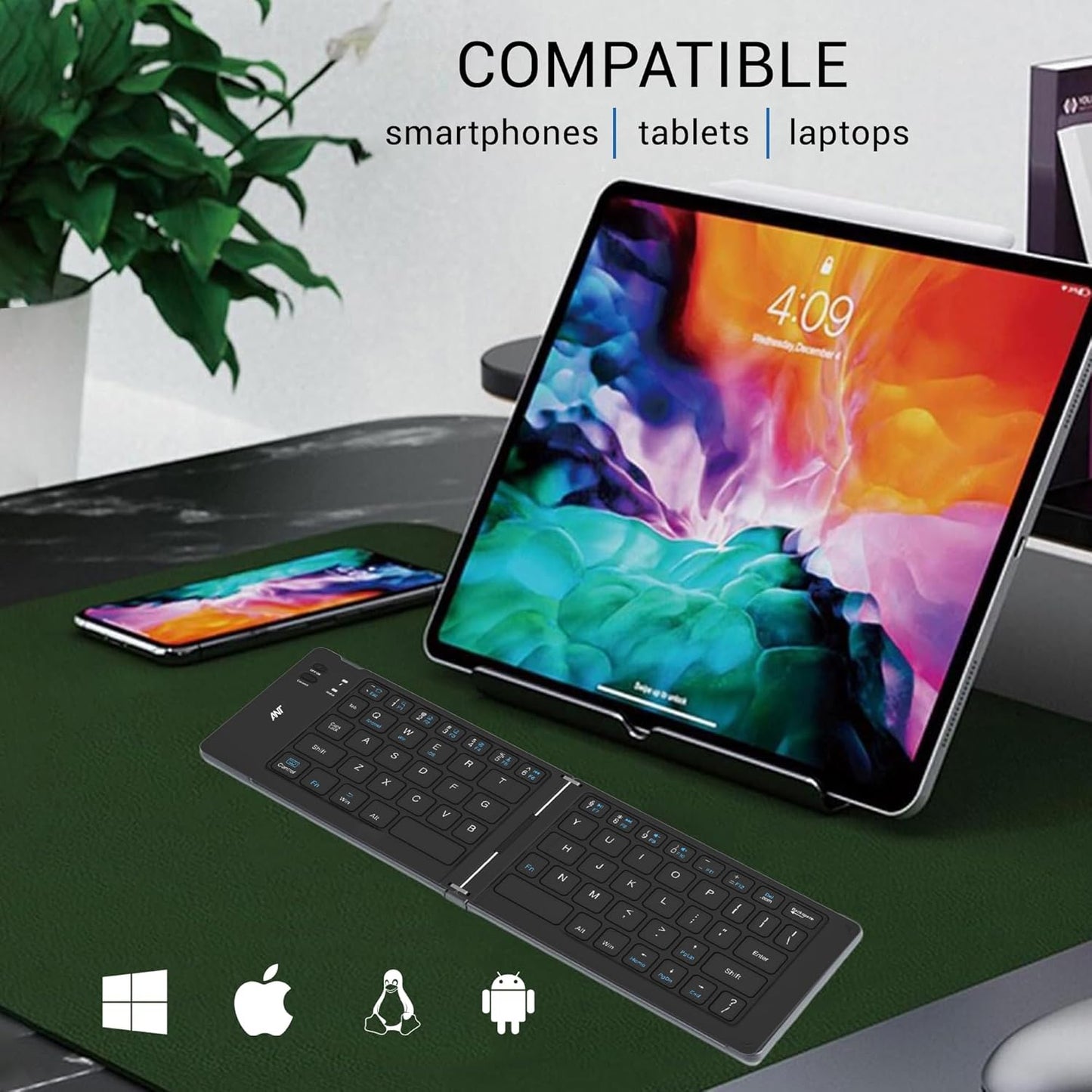 ANT ESPORTS WK150 FOLDABLE BLUETOOTH KEYBOARD BLACK (R-41285455) (ETA-SD-20241110951)