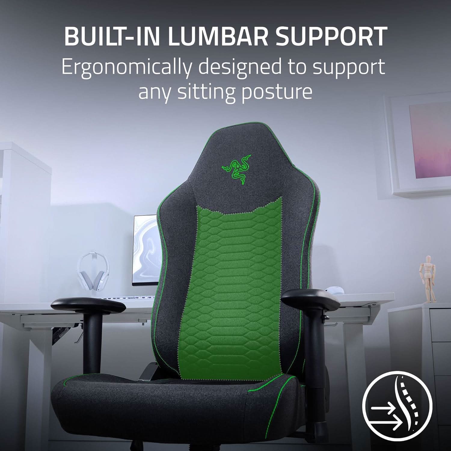 RAZER ISKUR V2 X - GAMING CHAIR BLACK FABRIC - RZ38-05310100-R3UA