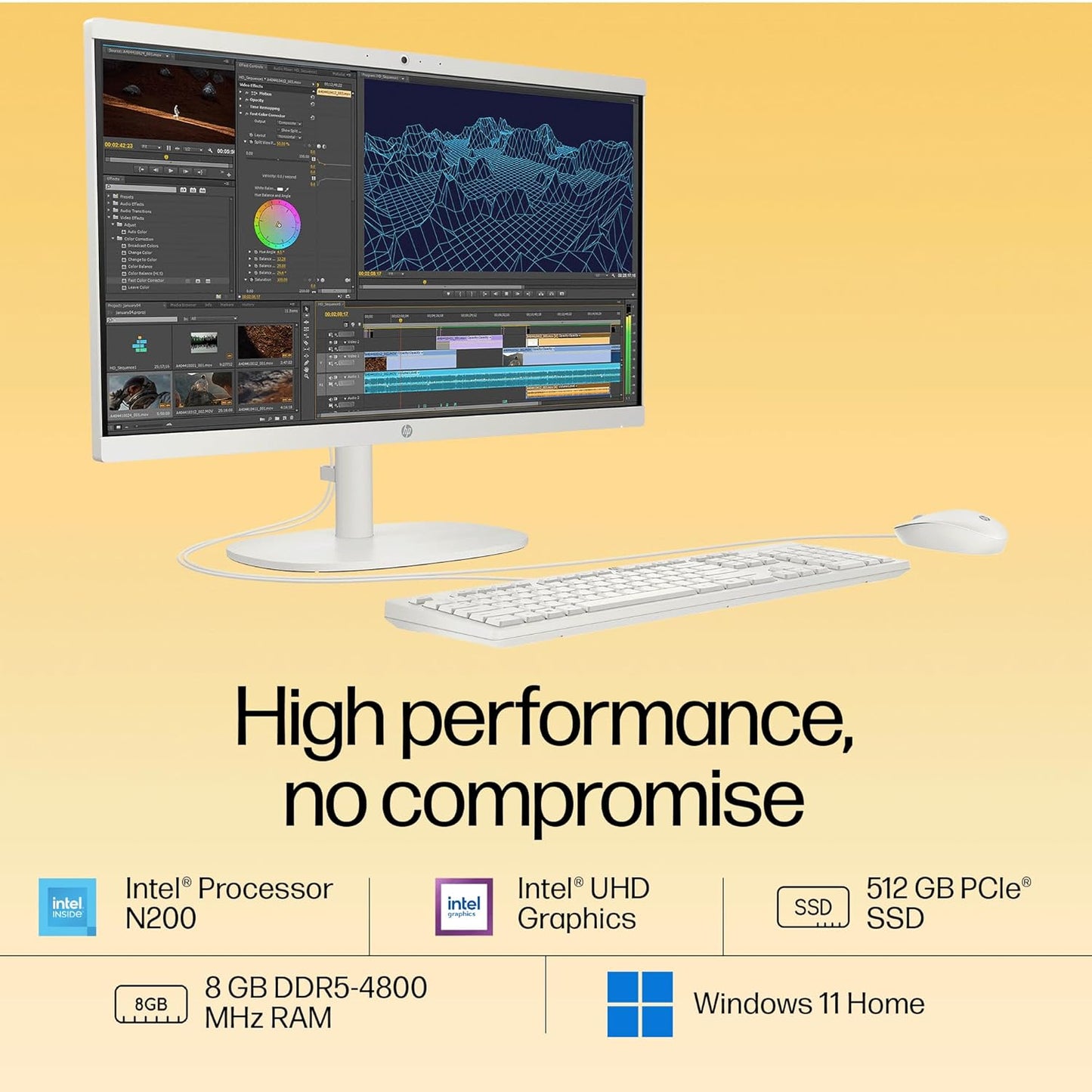 HP ALL-IN-ONE PC, WINDOWS 11 HOME, INTEL PROCESSOR N200, 21.45-INCH (54.5 CM), FHD, INTEL UHD GRAPHICS, 720P HD CAMERA W/PRIVACY SHUTTER, DUAL SPEAKERS (WIN 11, WHITE, 4.17 KG), DG0154IN