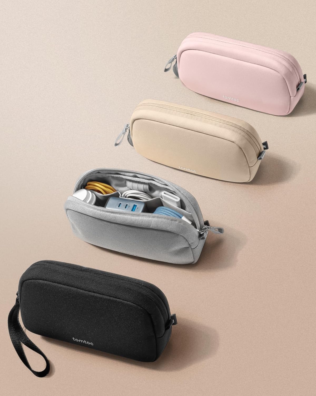 TOMTOC LIGHT-T12 ELECTRONIC ACCESSORY POUCH 1L-PINK