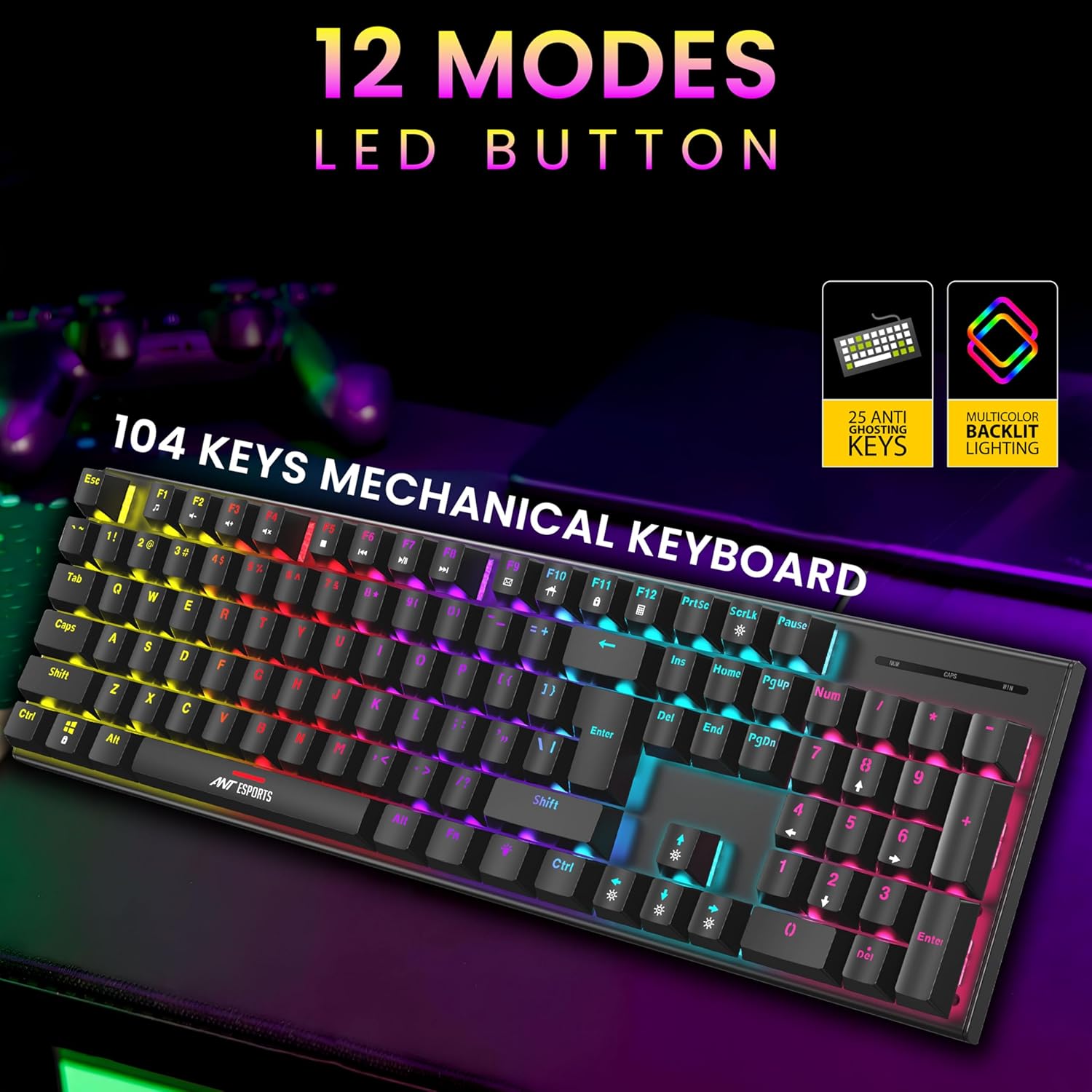 ANT ESPORTS THUNDER 30 WIRED MECHANICAL GAMING KEYBOARD MOUSE COMBO